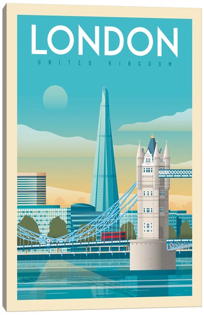 London Tower Bridge Travel Poster Canvas Art Print - Olahoop Travel Posters