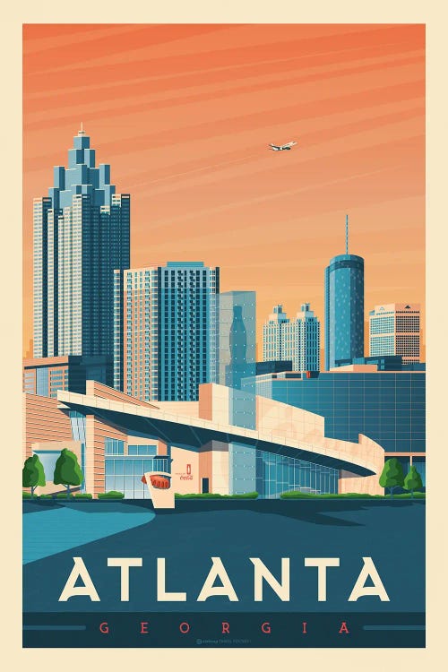 Atlanta Georgia Travel Poster by Olahoop Travel Posters wall art