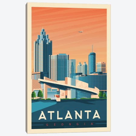 Atlanta Georgia Travel Poster Canvas Print #OTP3} by Olahoop Travel Posters Canvas Artwork