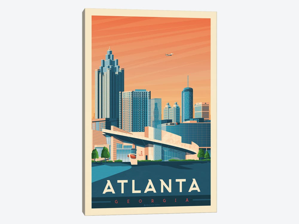 Atlanta Georgia Travel Poster by Olahoop Travel Posters 1-piece Canvas Print