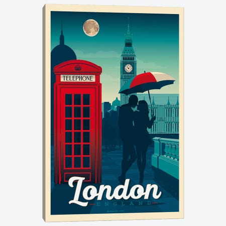 London England Travel Poster Canvas Print #OTP40} by Olahoop Travel Posters Canvas Artwork