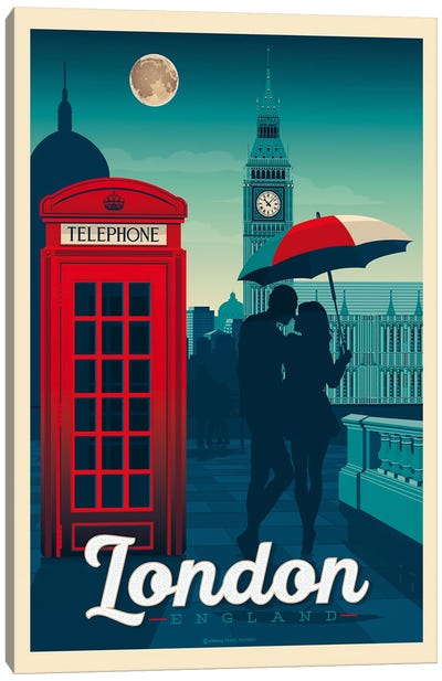 London England Travel Poster Canvas Art Print - London Art