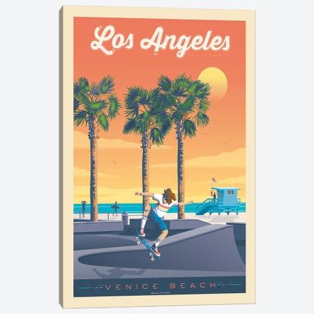 Los Angeles Venice Beach Travel Poster Canvas Print #OTP41} by Olahoop Travel Posters Canvas Artwork