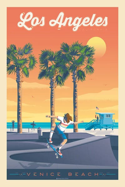Olahoop Travel Posters: Los Angeles Venice Beach Travel Poster by Olahoop Travel Posters