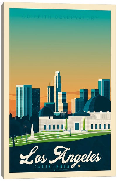 Los Angeles California Travel Poster Canvas Art Print - Olahoop Travel Posters