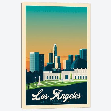 Los Angeles California Travel Poster Canvas Print #OTP42} by Olahoop Travel Posters Canvas Art