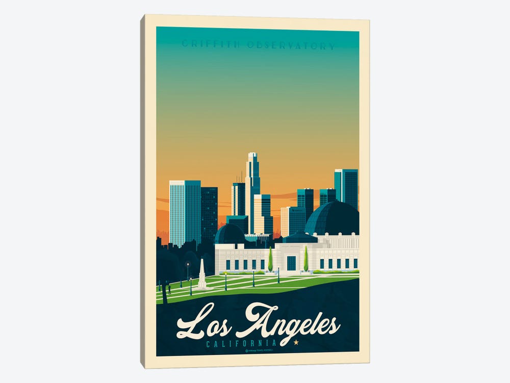 Los Angeles California Travel Poster by Olahoop Travel Posters 1-piece Canvas Print