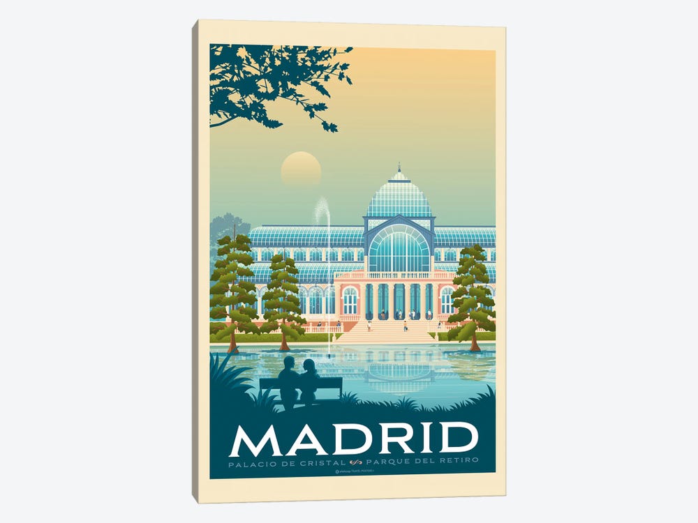 Madrid Spain Travel Poster by Olahoop Travel Posters 1-piece Canvas Wall Art