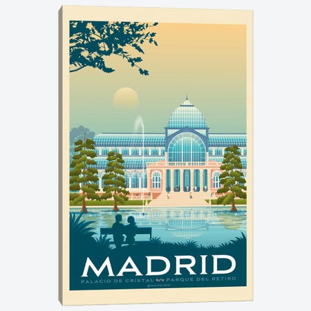 Madrid Spain Travel Poster Canvas Print #OTP43} by Olahoop Travel Posters Canvas Artwork