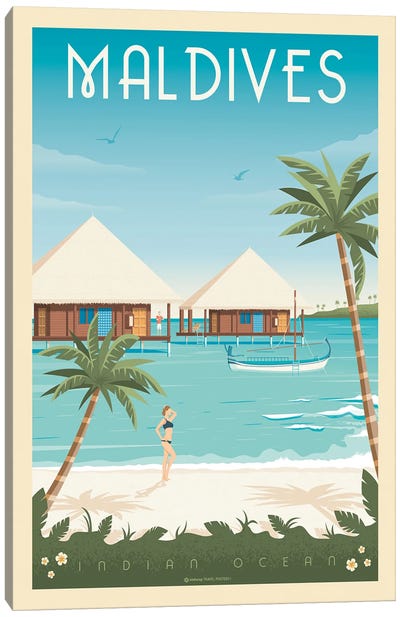 Maldives Island Travel Poster Canvas Art Print - Olahoop Travel Posters