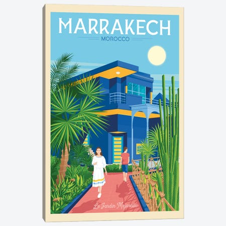 Marrakech Morocco Travel Poster Canvas Print #OTP45} by Olahoop Travel Posters Art Print