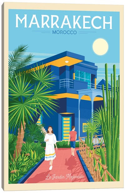 Marrakech Morocco Travel Poster Canvas Art Print - Olahoop Travel Posters