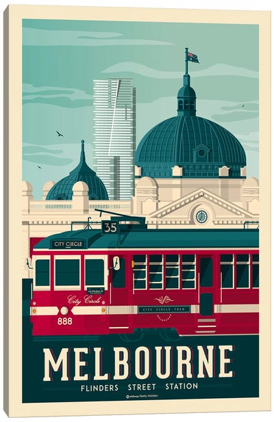 Melbourne Australia Travel Poster Canvas Art Print - Olahoop Travel Posters