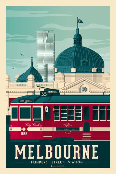 Oceanian Culture: Melbourne Australia Travel Poster by Olahoop Travel Posters