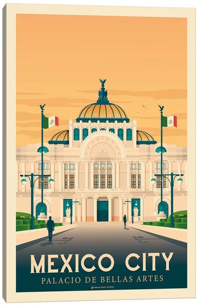 Mexico City Travel Poster Canvas Art Print - Mexican Culture