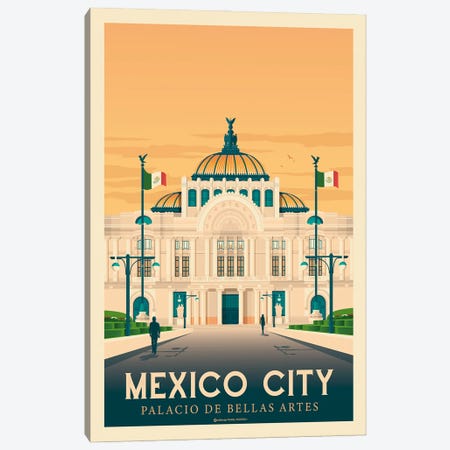 Mexico City Travel Poster Canvas Print #OTP48} by Olahoop Travel Posters Canvas Artwork