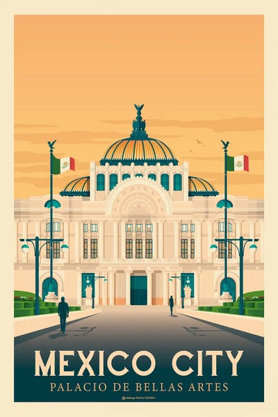 Mexico: Mexico City Travel Poster by Olahoop Travel Posters