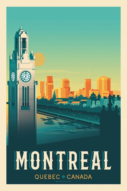 Montreal Canada Travel Poster by Olahoop Travel Posters wall art