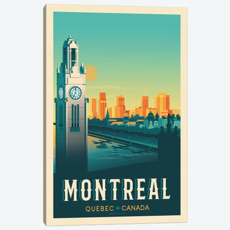 Montreal Canada Travel Poster Canvas Print #OTP51} by Olahoop Travel Posters Canvas Print