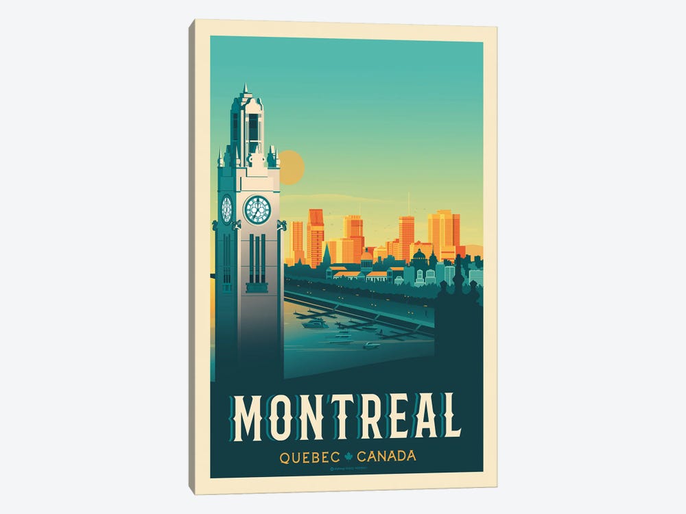 Montreal Canada Travel Poster by Olahoop Travel Posters 1-piece Canvas Art Print