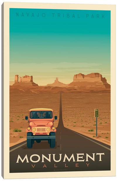 Monument Valley National Park Travel Poster Canvas Art Print - Olahoop Travel Posters