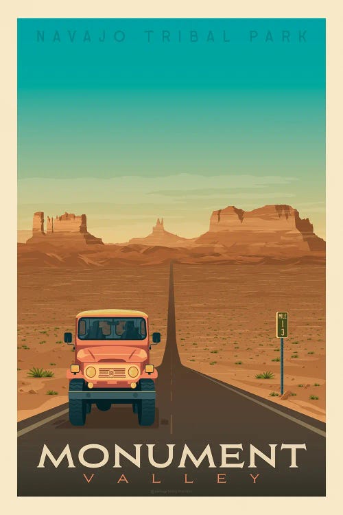 Monument Valley National Park Travel Poster by Olahoop Travel Posters wall art