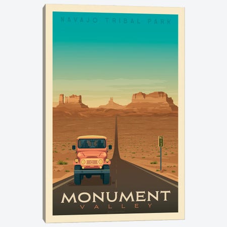 Monument Valley National Park Travel Poster Canvas Print #OTP52} by Olahoop Travel Posters Canvas Print