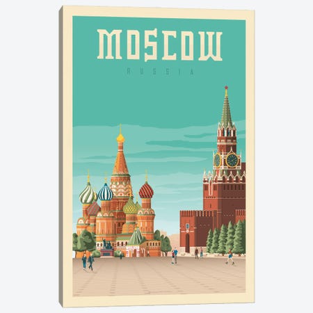 Moscow Russia Travel Poster Canvas Print #OTP53} by Olahoop Travel Posters Art Print