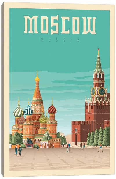 Moscow Russia Travel Poster Canvas Art Print - Russia Art