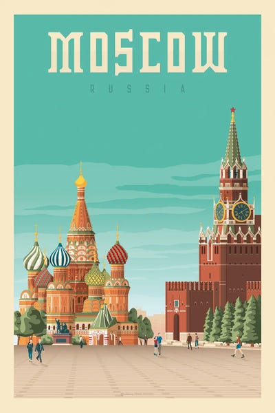 Olahoop Travel Posters: Moscow Russia Travel Poster by Olahoop Travel Posters