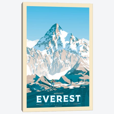 Mount Everest Travel Poster Canvas Print #OTP54} by Olahoop Travel Posters Canvas Wall Art
