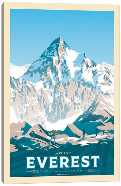 Mount Everest Travel Poster Canvas Art Print - The Himalayas Art