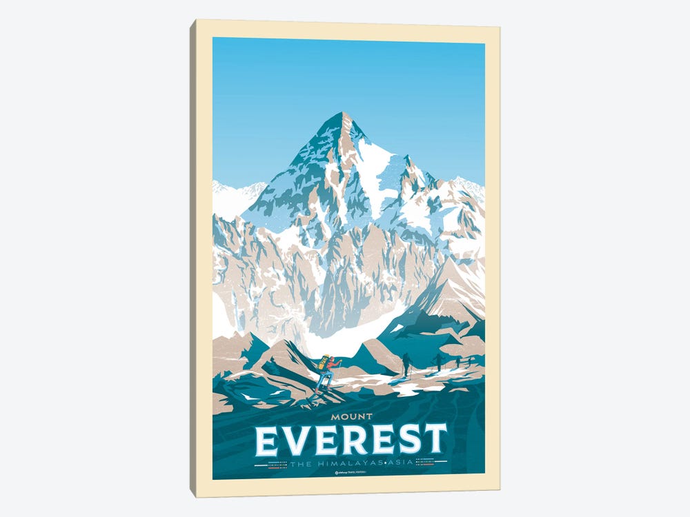 Mount Everest Travel Poster by Olahoop Travel Posters 1-piece Canvas Art