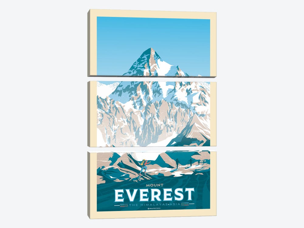 Mount Everest Travel Poster by Olahoop Travel Posters 3-piece Canvas Art