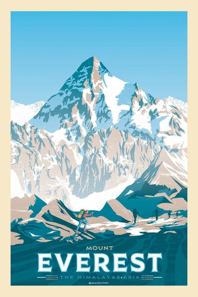 The Himalayas: Mount Everest Travel Poster by Olahoop Travel Posters