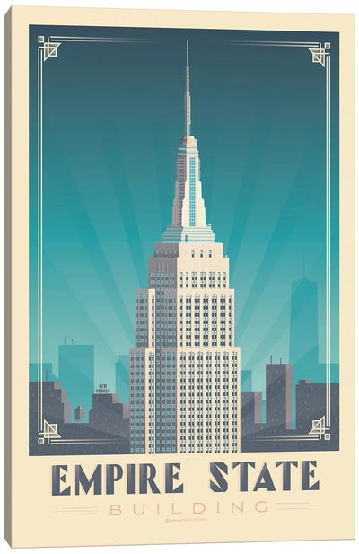 New York Empire State Building Travel Poster Canvas Art Print - Olahoop Travel Posters