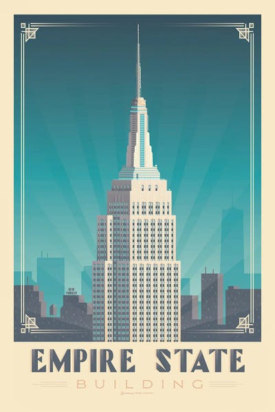 Empire State Building: New York Empire State Building Travel Poster by Olahoop Travel Posters