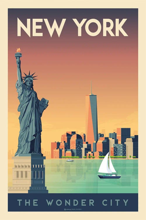 New York Travel Poster Canv - Canvas Wall Art