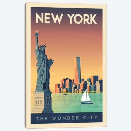 New York Travel Poster Canvas Print #OTP58} by Olahoop Travel Posters Art Print