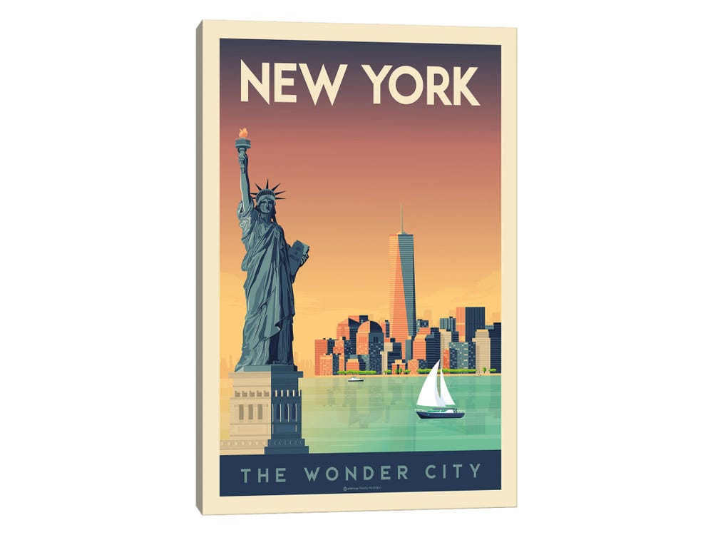 Olahoop Travel Posters Large Canvas Art Prints - New York Travel Poster ( places > North America > United States > New York > New York City > New York