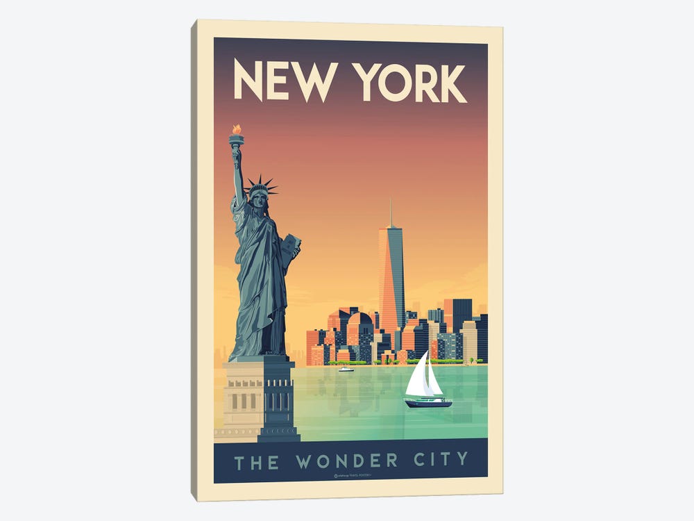 New York Travel Poster by Olahoop Travel Posters 1-piece Canvas Art