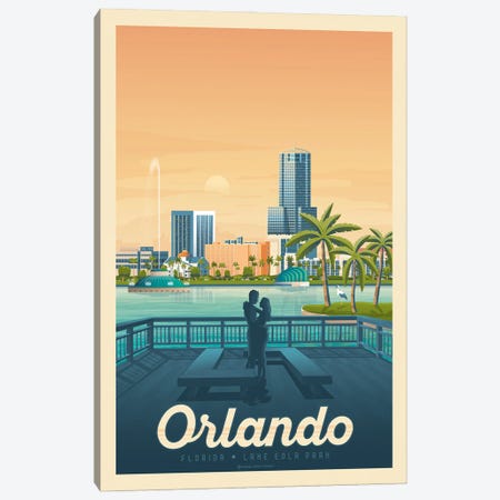 Orlando Florida Travel Poster Canvas Print #OTP59} by Olahoop Travel Posters Art Print
