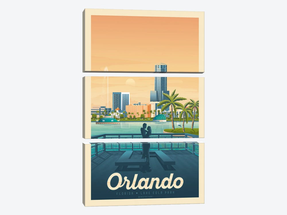 Orlando Florida Travel Poster by Olahoop Travel Posters 3-piece Art Print