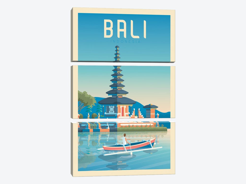 Bali Indonesia Travel Poster by Olahoop Travel Posters 3-piece Art Print