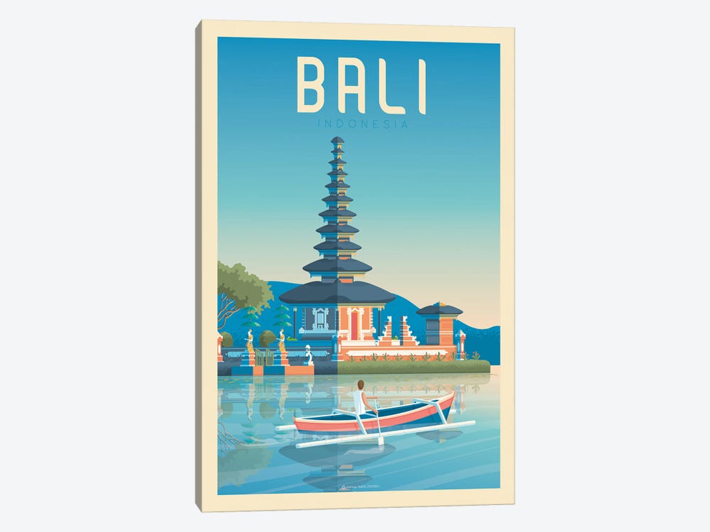 Bali Indonesia Travel Poster by Olahoop Travel Posters 1-piece Canvas Print