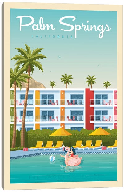 Palm Springs Saguaro Hotel Travel Poster Canvas Art Print - Palm Springs Art