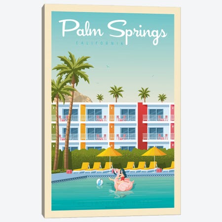 Palm Springs Saguaro Hotel Travel Poster Canvas Print #OTP60} by Olahoop Travel Posters Canvas Wall Art