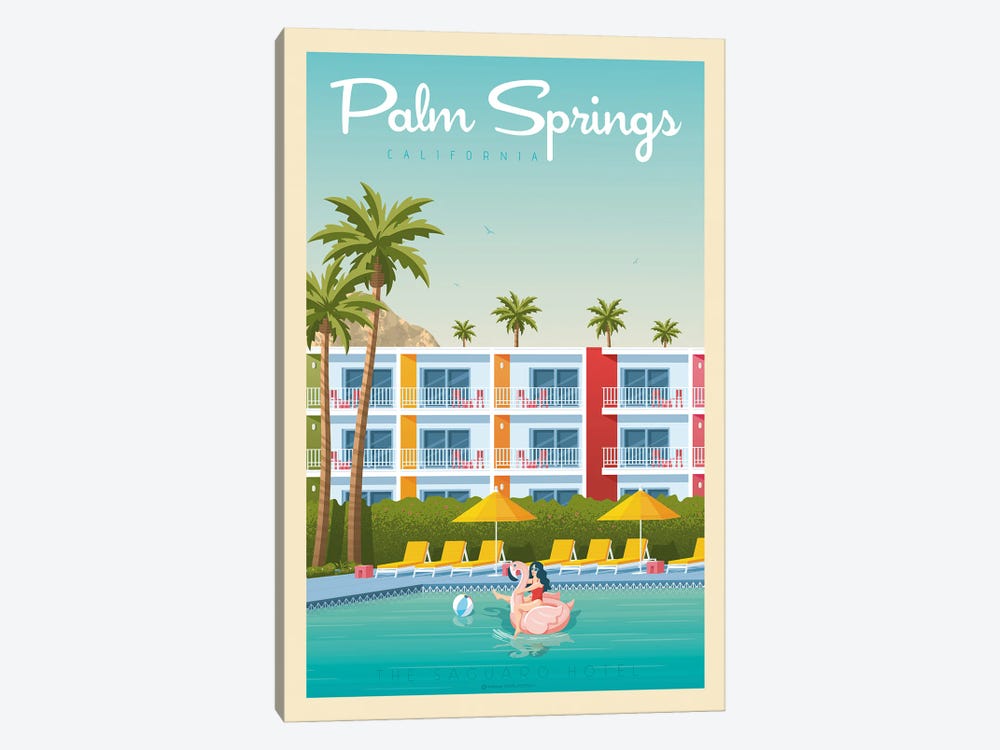Palm Springs Saguaro Hotel Travel Poster by Olahoop Travel Posters 1-piece Art Print