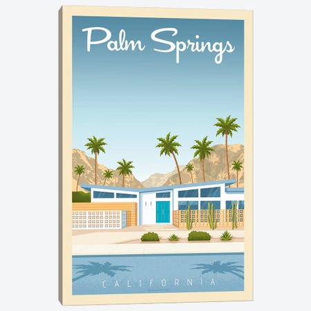 Palm Springs California Travel Poster Canvas Print #OTP61} by Olahoop Travel Posters Canvas Art