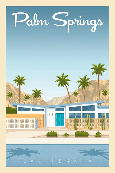 Digital Art: Palm Springs California Travel Poster by Olahoop Travel Posters